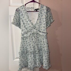 Trixxi Blue and White Floral Midi Dress